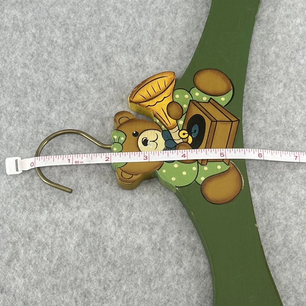 Teddy Bear Wooden Hangers Hand Painted 90s Kids Set‎ Of 2 Striped Nursery Decor